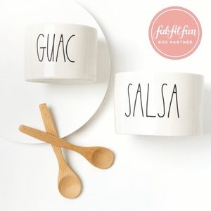 RAE DUNN GUAC SALSA SET WITH 2 BAMBOO SPOON